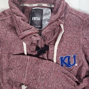 Kansas Jayhawks Women's Medium Bruzer Renu Red Full‎ Zip Toggle Button Jacket